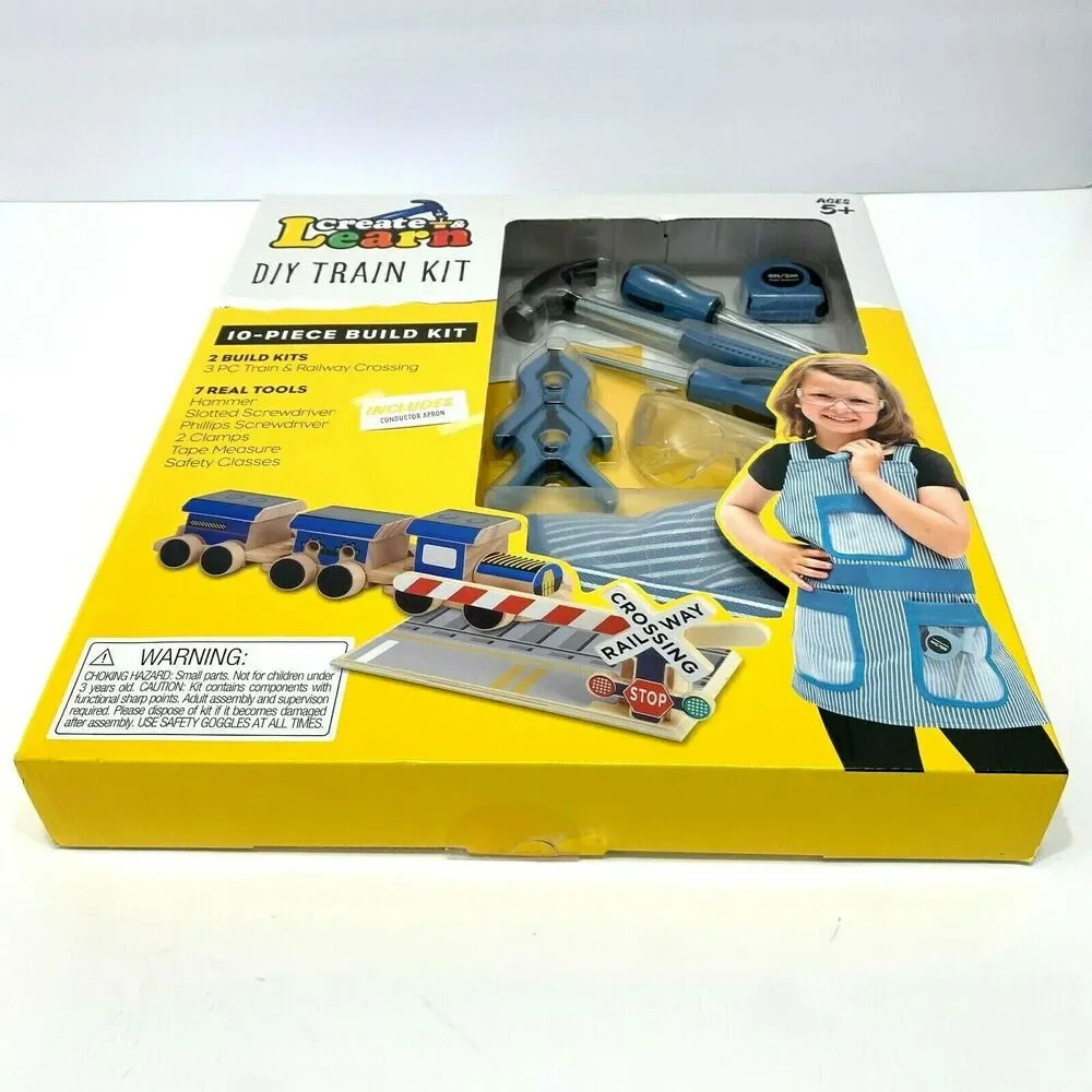 Create and Learn Kids DIY Train Project Kit with Real Tools for Age 5 and Up New